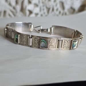 99%  SILVER (990)  Abalone INLAID BRACELET